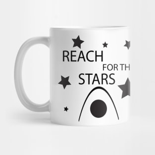 Reach for the stars - motivation statement with rocket, stars Mug